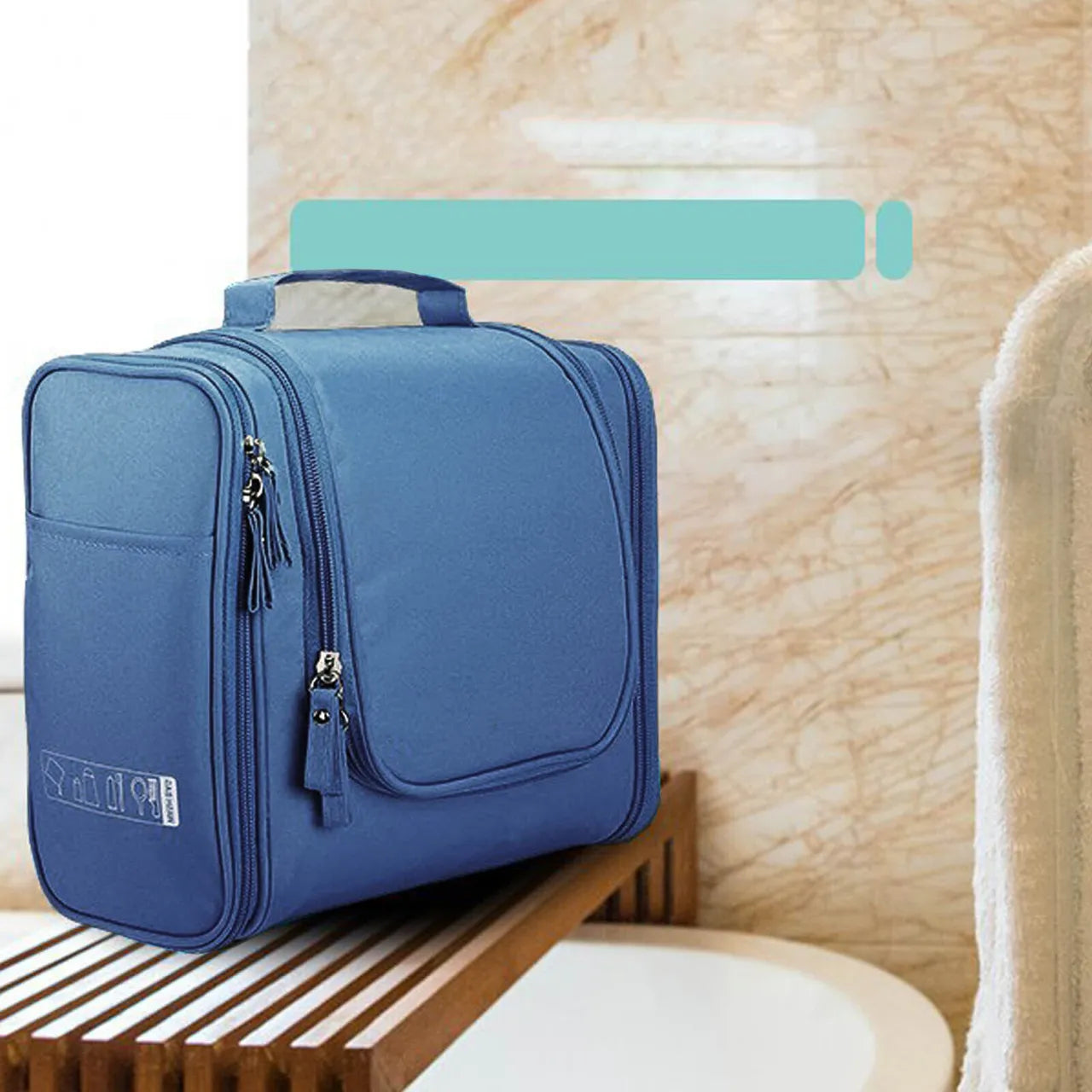 Travel Toiletry Wash Cosmetic Bag Makeup Storage Case in navy Blue color