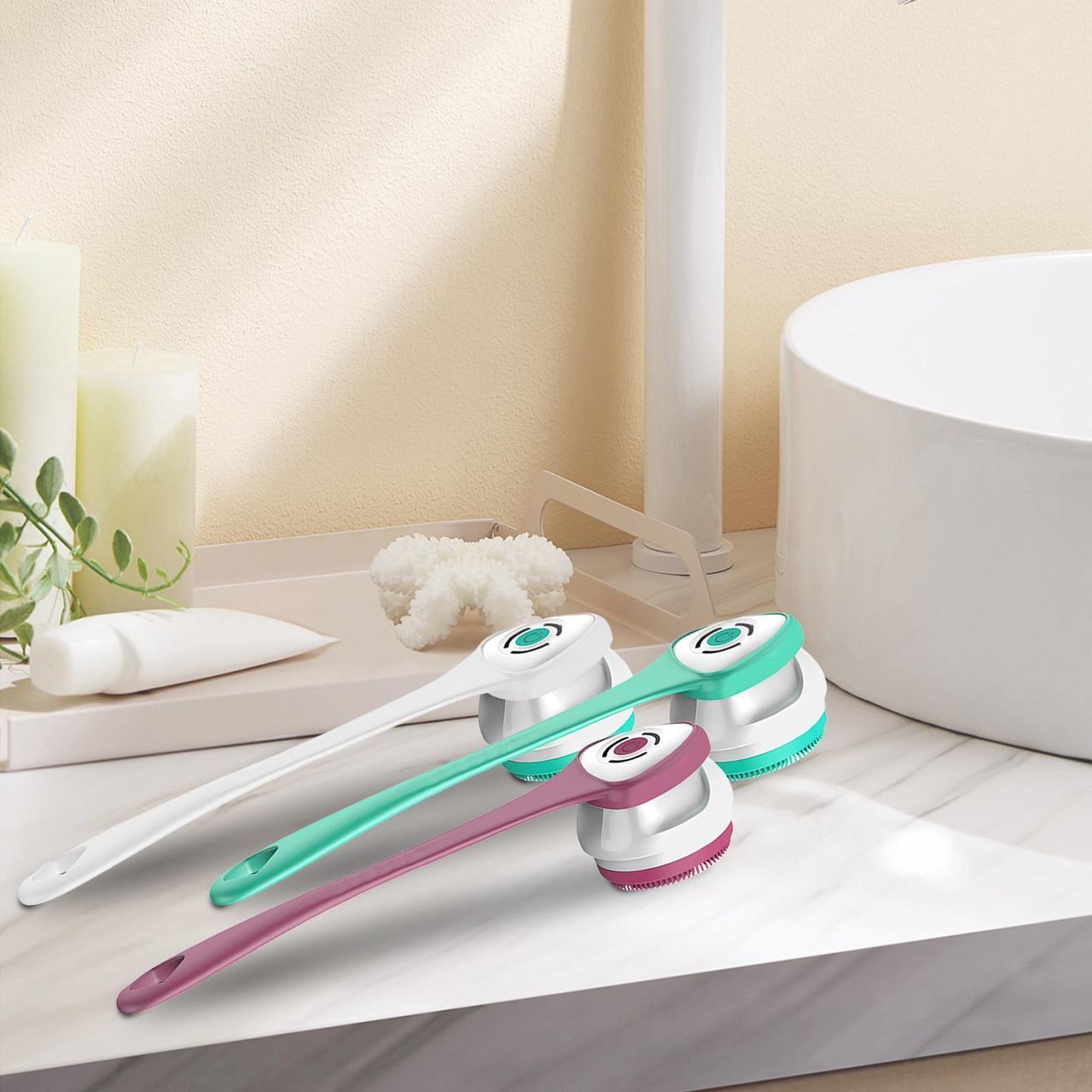 USB Charging Electric Waterproof Shower Body Bath Brush Set with different colors