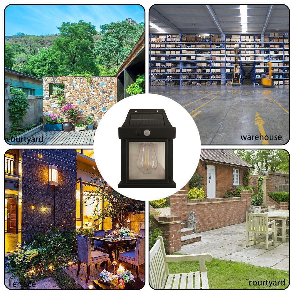 Solar LED Outdoor Wall Lamp, IP65 Waterproof Vintage Style Solar Yard Lamp