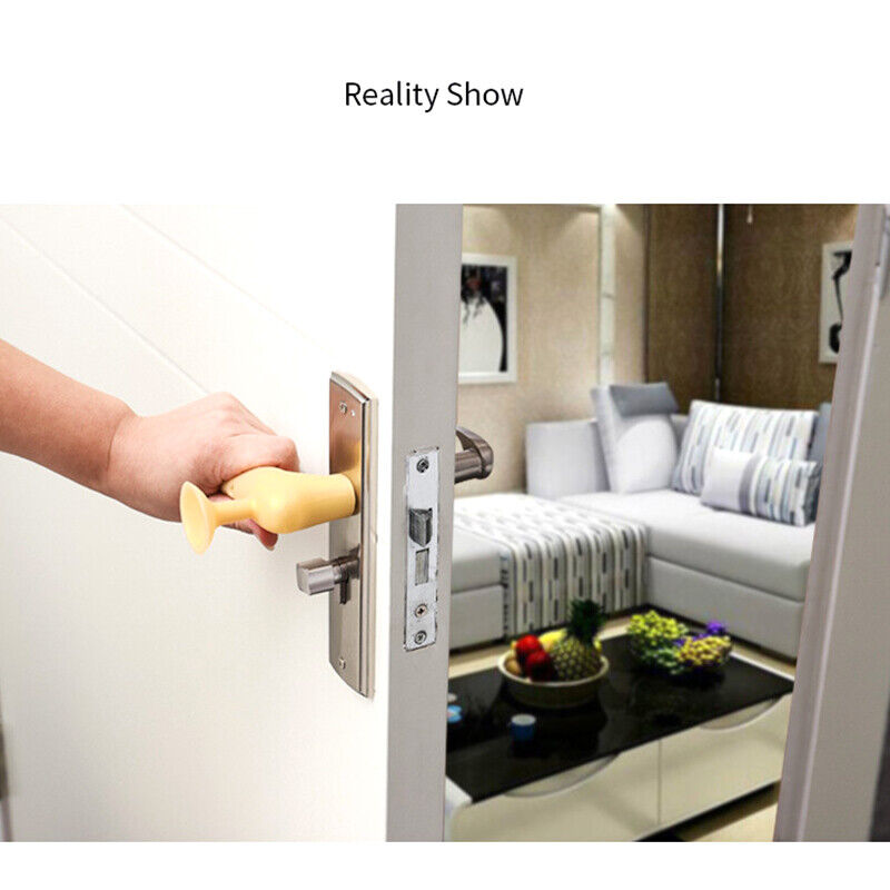 Image displaying a person opening a door which the door knob is protected using Silicone Door Knob Cover