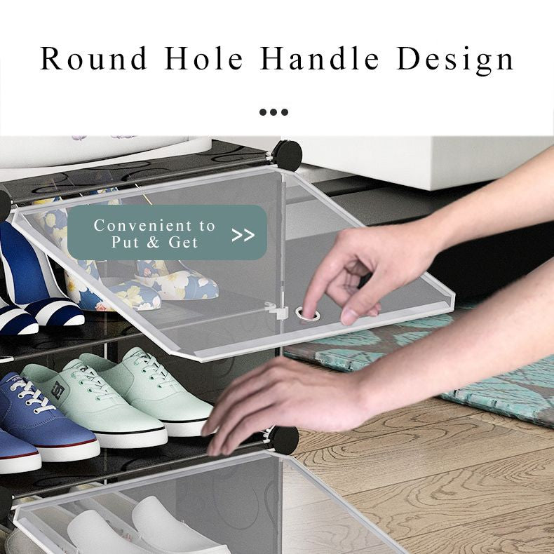 A 2 Column 6 Layers Cabinet Shoe Rack with shoes on it