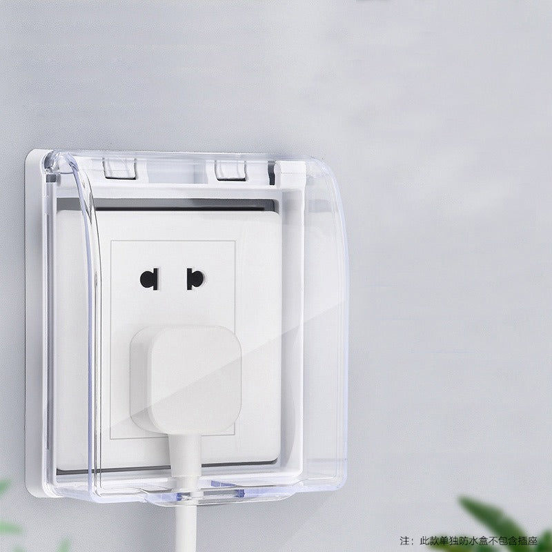 غطاء مقاوم للماء لمقبس الكهرباء - واقي مضاد للتناثر في الحمام، صندوق لاصق شفاف لسلامة المقابس