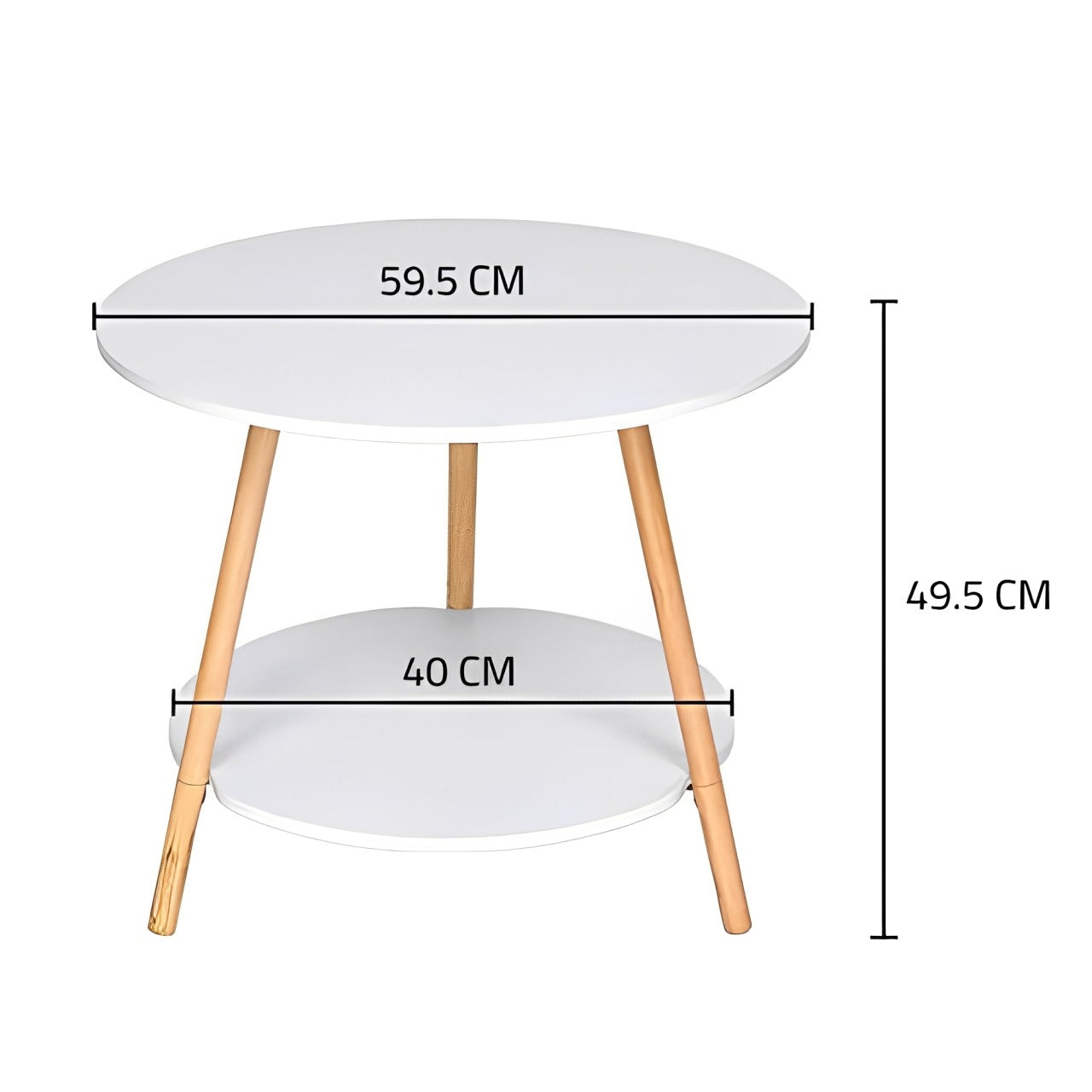 Size of Round Side Table with Wooden Legs