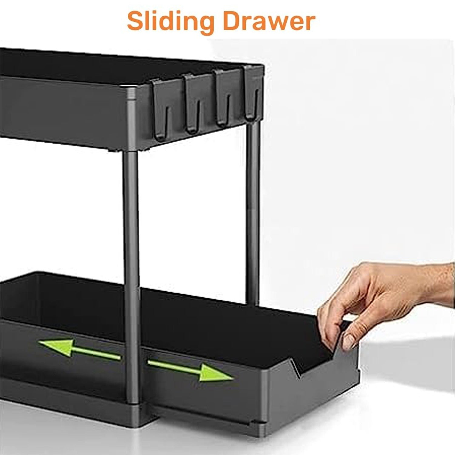 sliding drawer of 2 Tier Under Sink Organizer