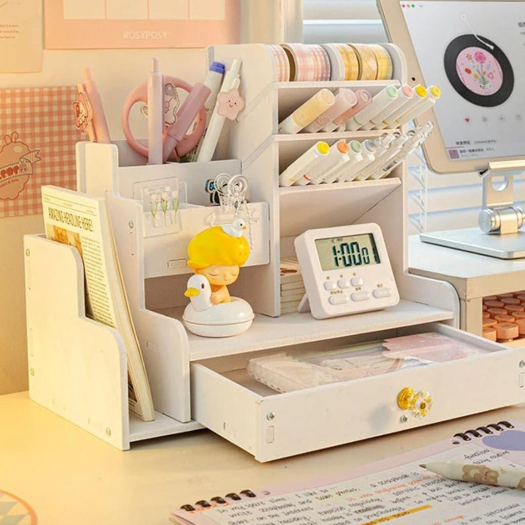 White Wooden Stand Organizer.