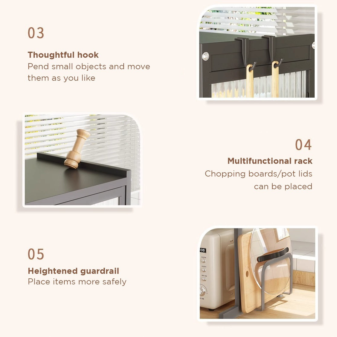 Kitchen Storage Rack Cabinet - Countertop Cutlery and Dish Organizer with Drawer for Utensils, and Cookware