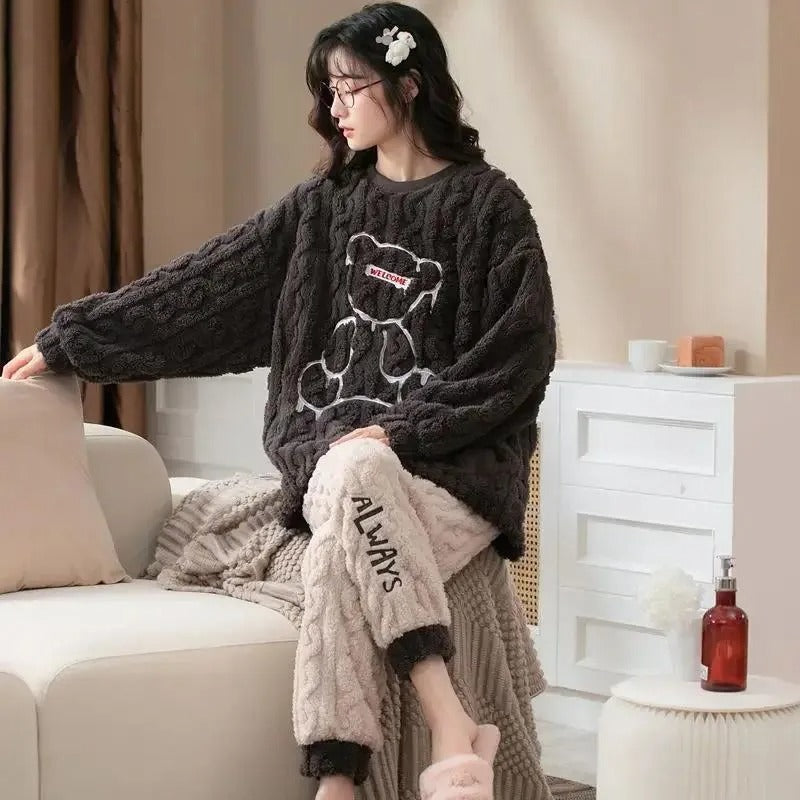 women in pajama winter wear