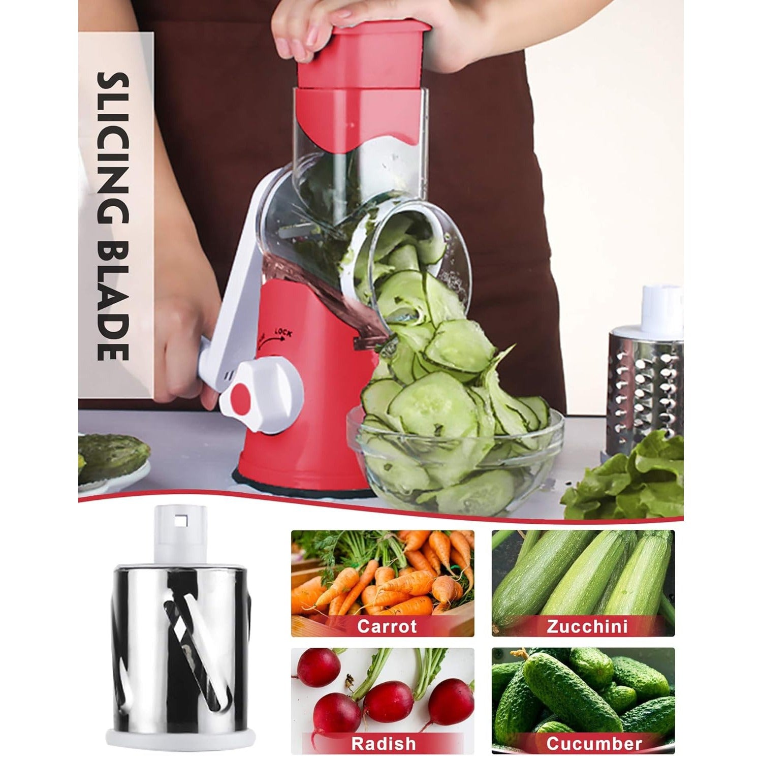 somebody is slicing cucmber using Cutting Shredder