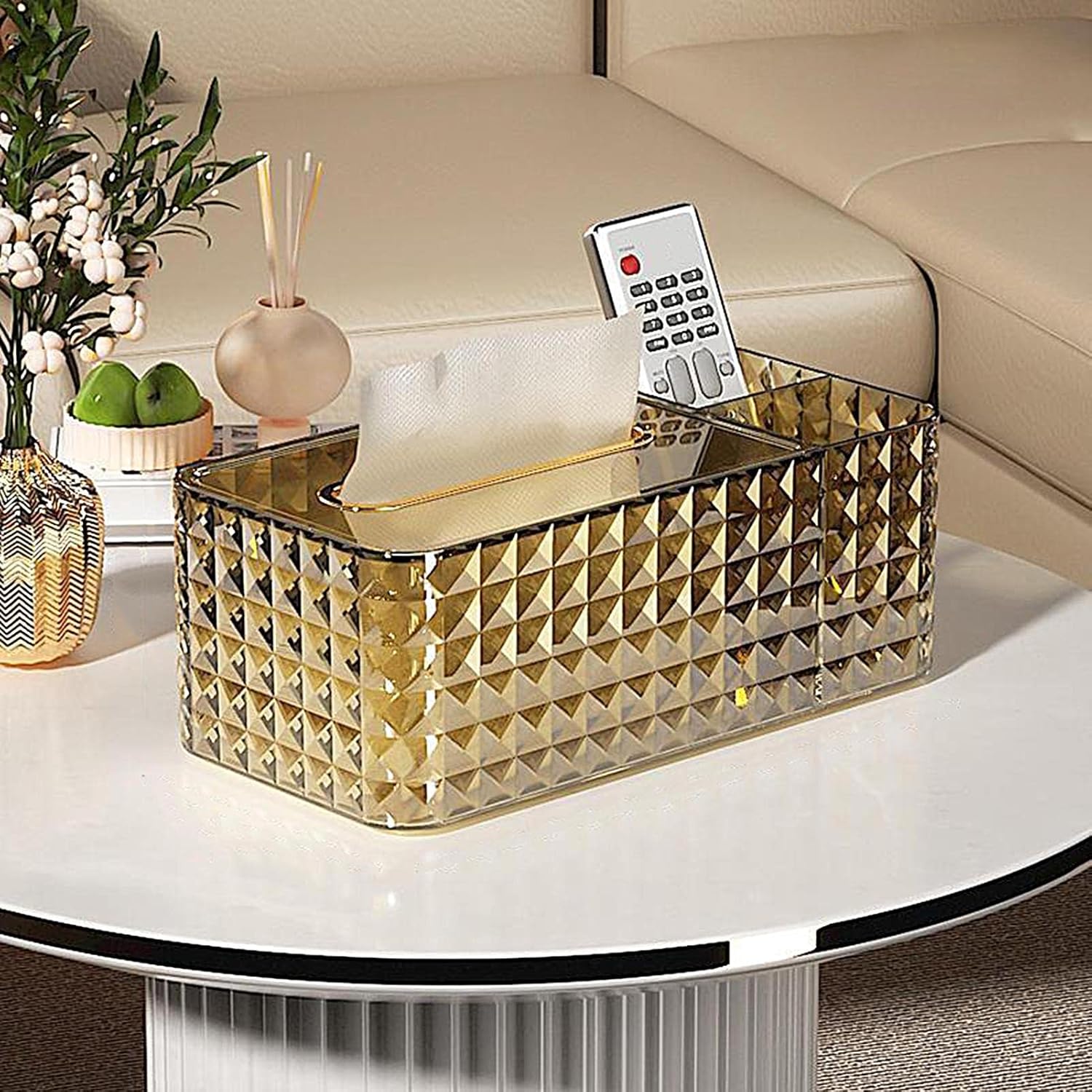 A Tissue box holder is Loaded with Tissues.