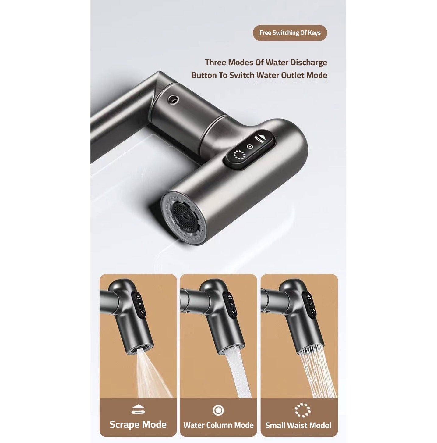 Modes of 360° Rotating Kitchen Faucet.