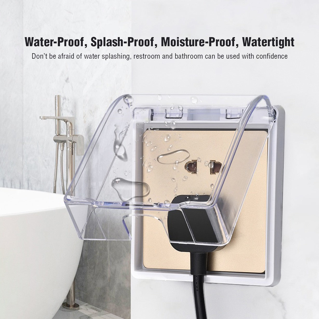 Switch Socket Waterproof Cover - Bathroom Splash-Proof Protector, Transparent Adhesive Box for Outlet Safety