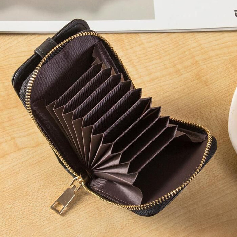 Checkered Houndstooth Canvas Wallet has been opened and dkept