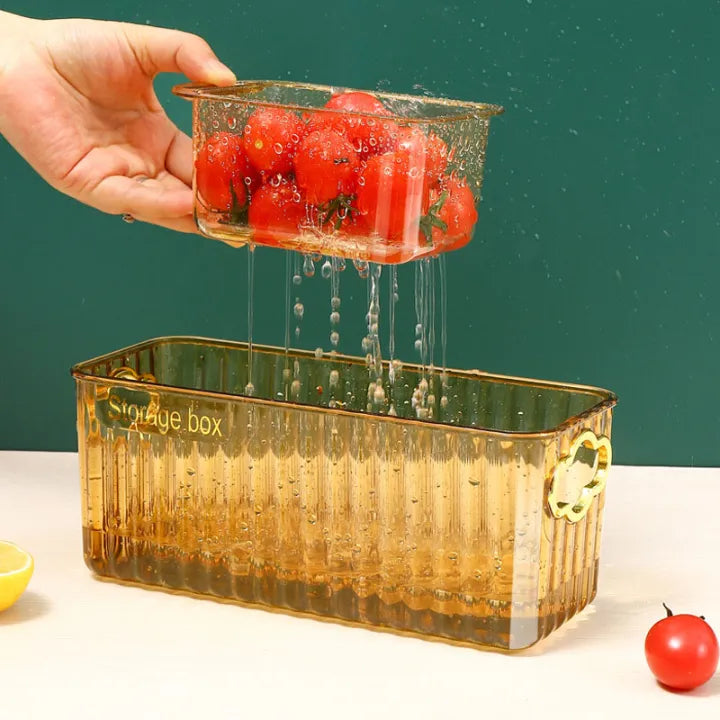 Double Layer Fruit / Snack Box with Drain and Separator