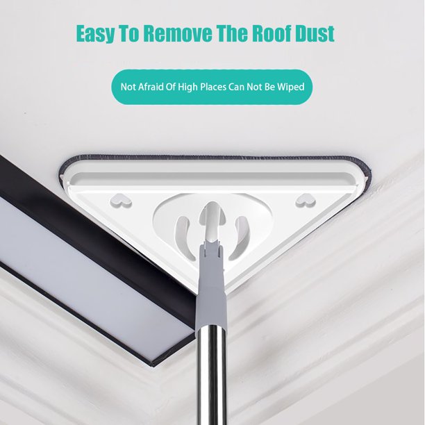 Triangular Deep Cleaning Mop 360° Rotating, Long Extension Pole, 2 Pads Wiper Blade