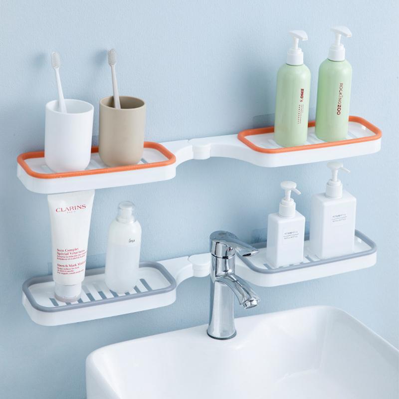 2 Wall Mount Punch Free Bathroom Organizer Rack