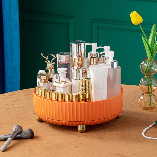 A group of makeup products on Multi-Purpose 360° Rotating Storage Tray