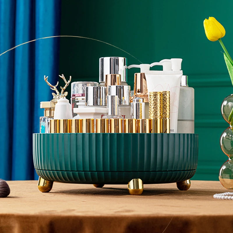 A group of makeup products on Multi-Purpose 360° Rotating Storage Tray