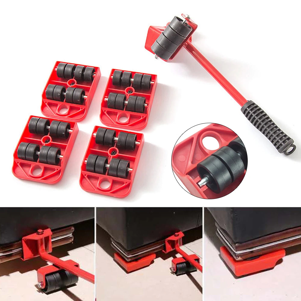 Furniture Mover Tool Set - Furniture Transport Lifter Heavy Duty 4 Wheeled Mover Roller