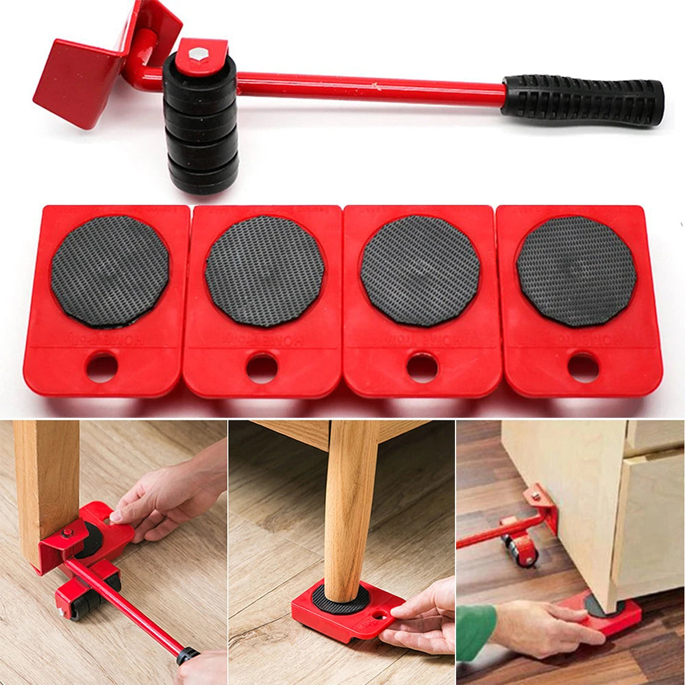 Furniture Mover Tool Set - Furniture Transport Lifter Heavy Duty 4 Wheeled Mover Roller