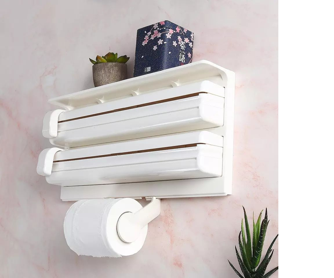 Triple Paper Dispenser Cling Film Wrap, Aluminium Foil and Kitchen Roll