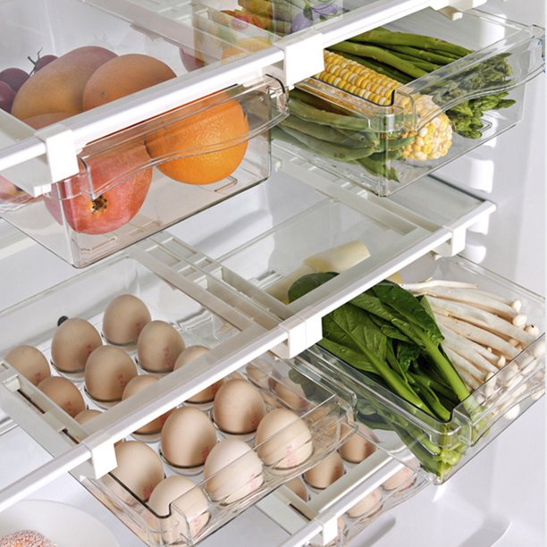 رف منظم شفاف للأدراج في الثلاجة