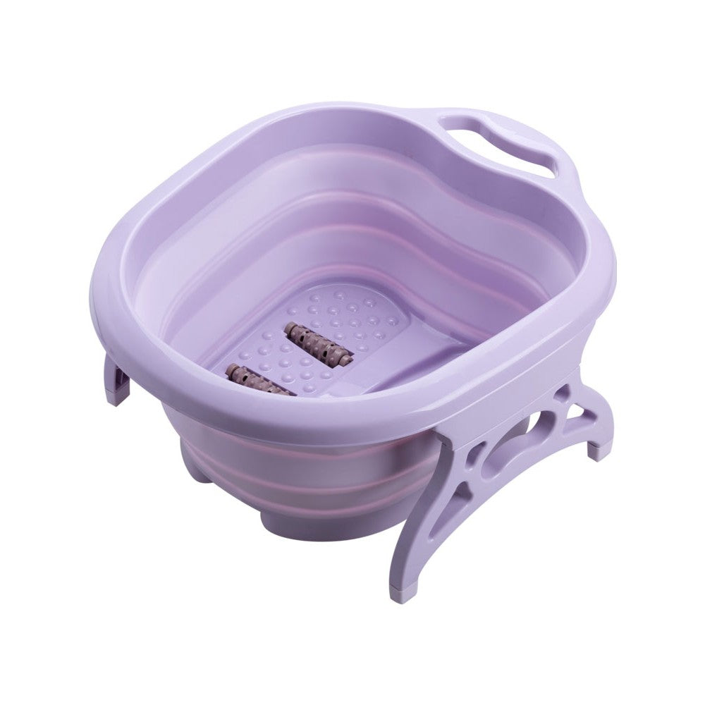 حوض قدم قابل للطي محمول، مع 4 كرات تدليك لغسل القدمين في السفر