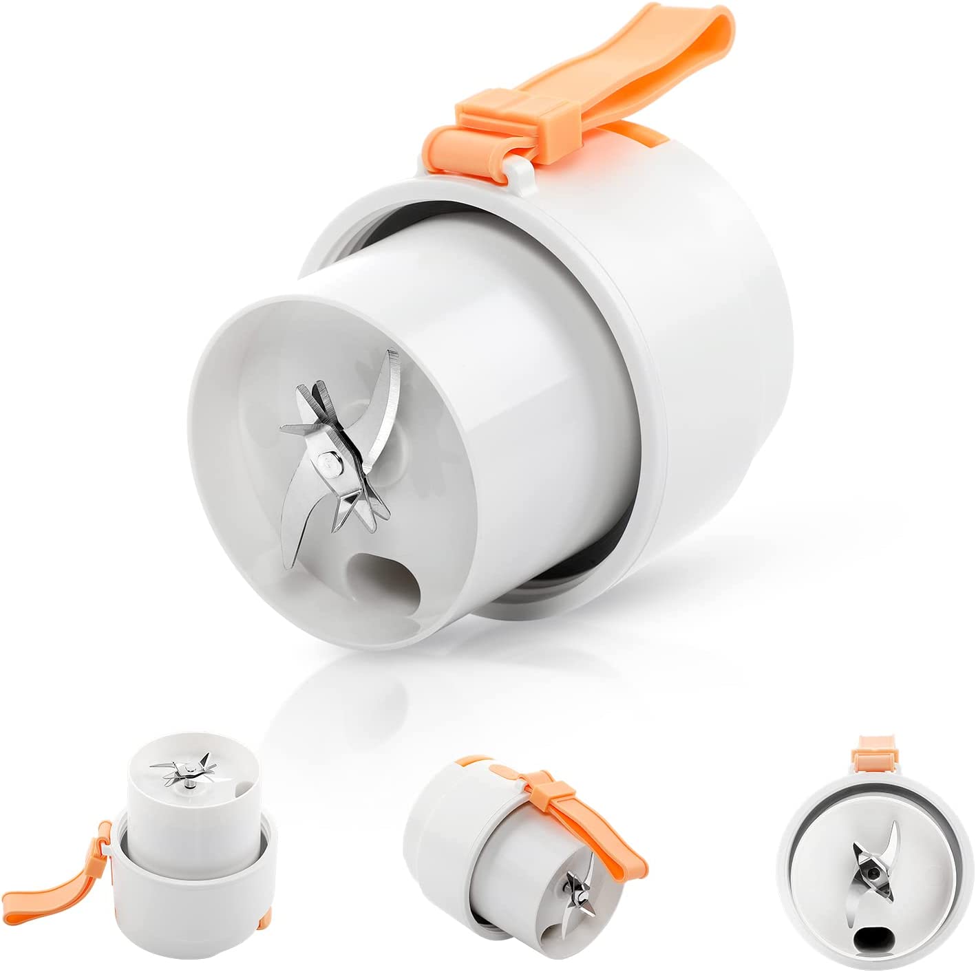 The parts of the 340ml Portable USB Rechargeable 8 Blades Stainless Steel Blender