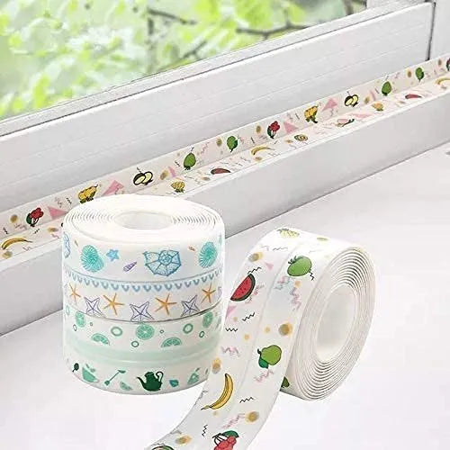 Adhesive tape for the kitchen sink is placed next to the window