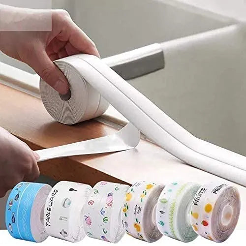 Someone is using adhesive tape for the kitchen sink
