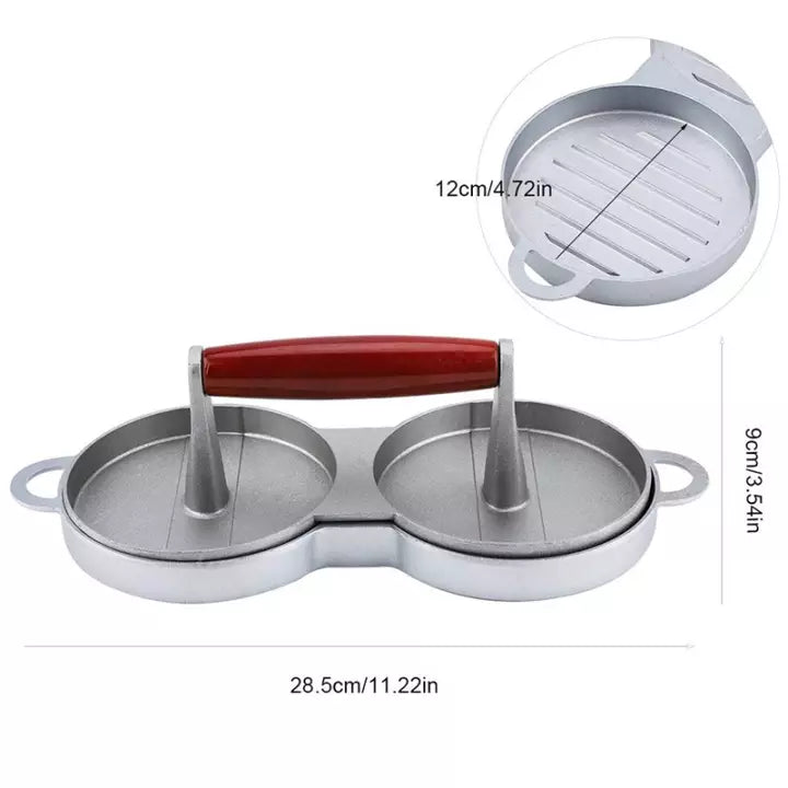 Double Burger Press Mold Non Stick All Metal Burger Patty Press Chicken Beef Steak BBQ Mold Maker