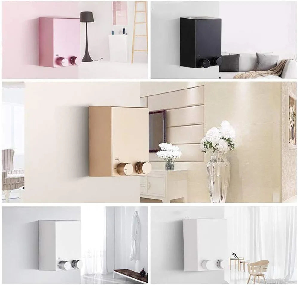 a collage of different color Retractable Wire Indoor and Outdoor Clothes Wall Hanger