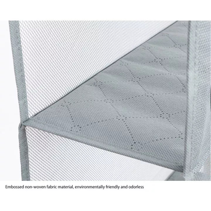 A close up of a shelf multi layer hanging handbag wardrobe organizer