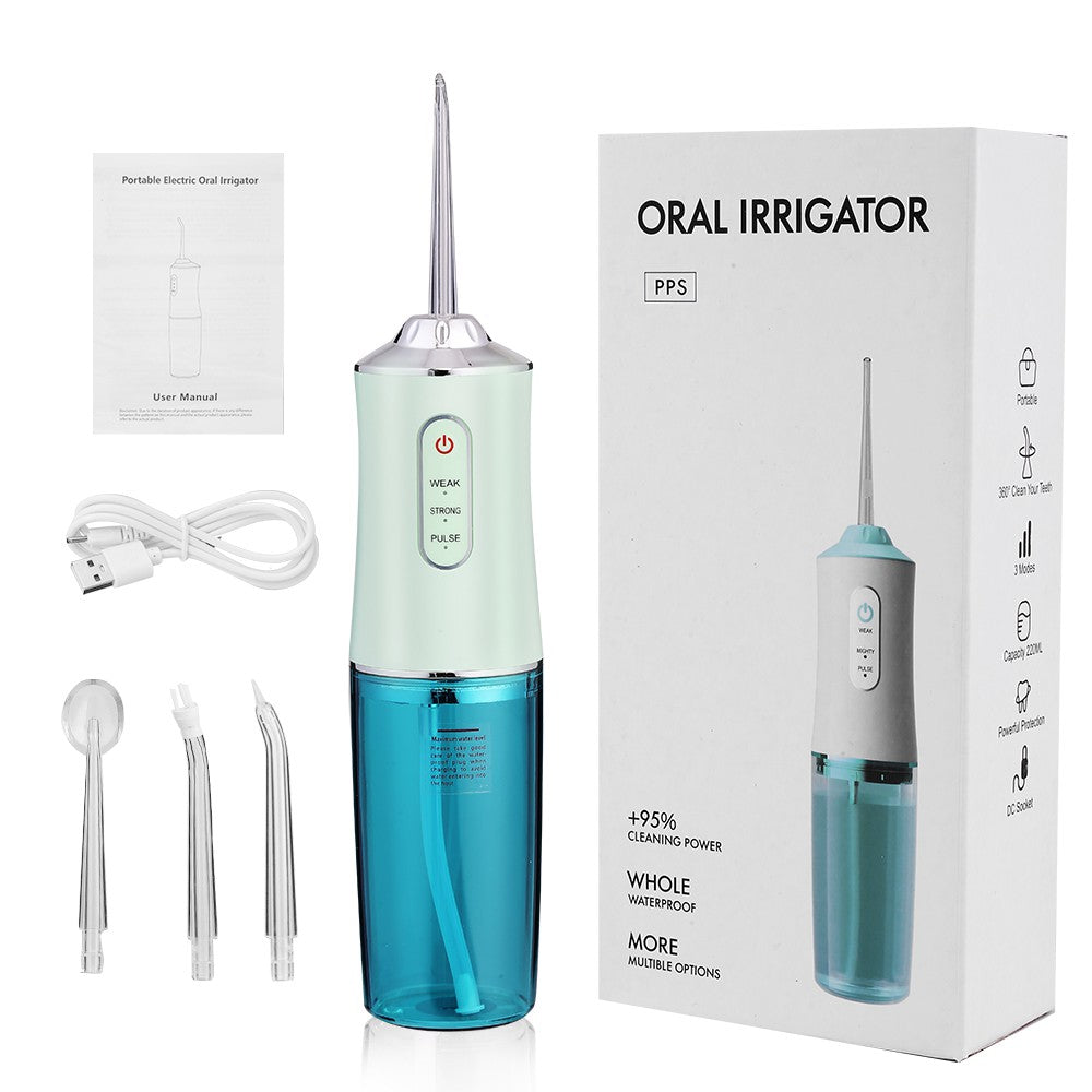 مضخة ماء للفم قابلة للشحن بسعة 220 مل وتحتوي على 3 أوضاع تنظيف