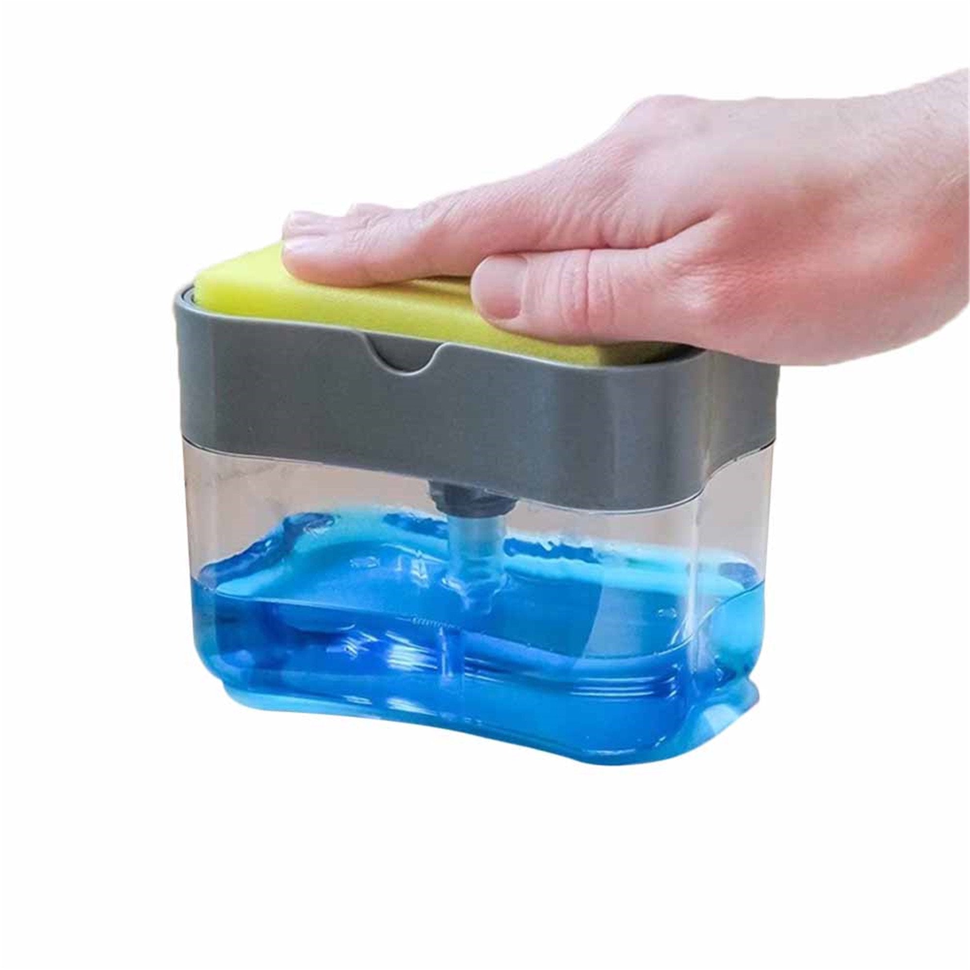 1pc Kitchen Dish Soap Dispenser With Sponge Holder, 2-in-1