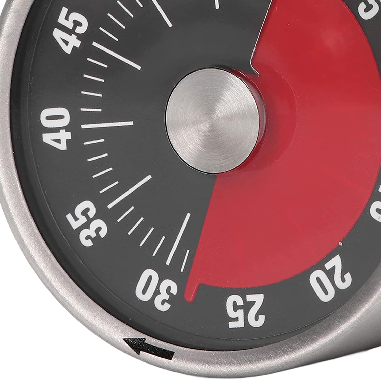 A close up of a magnetic mechanical 60-minute timer