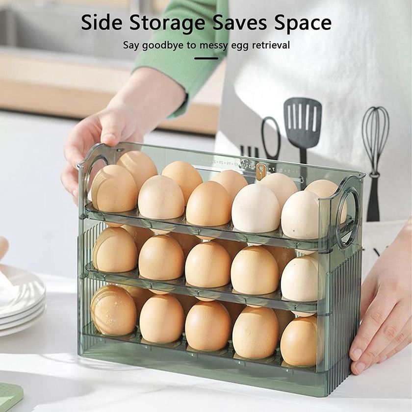 30 Eggs Space Saving Flip-type Egg Rack for Refrigerator