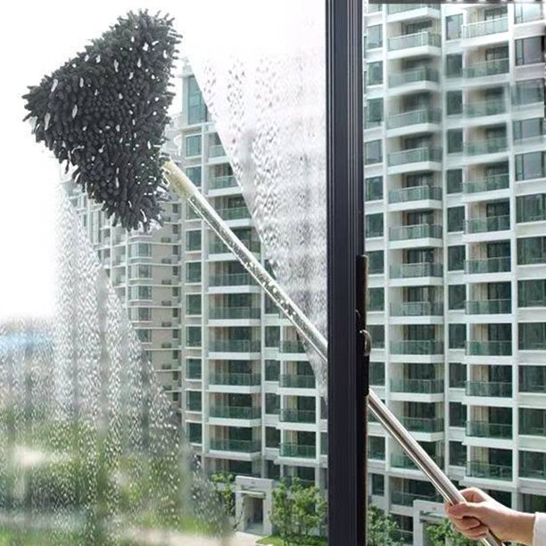 Triangular Deep Cleaning Mop 360° Rotating, Long Extension Pole, 2 Pads Wiper Blade