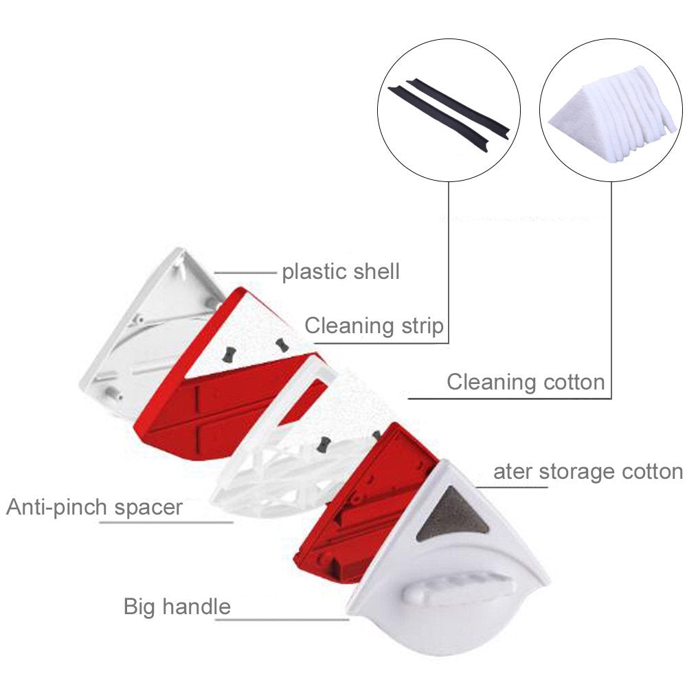 An informative diagram displaying the magnetic window cleaner details