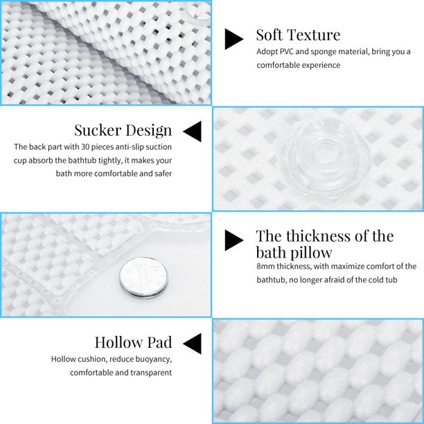 بطانية حمام للحوض، توفر تجربة سبا للجسم بالكامل، ناعمة ومسامية مع وسادة