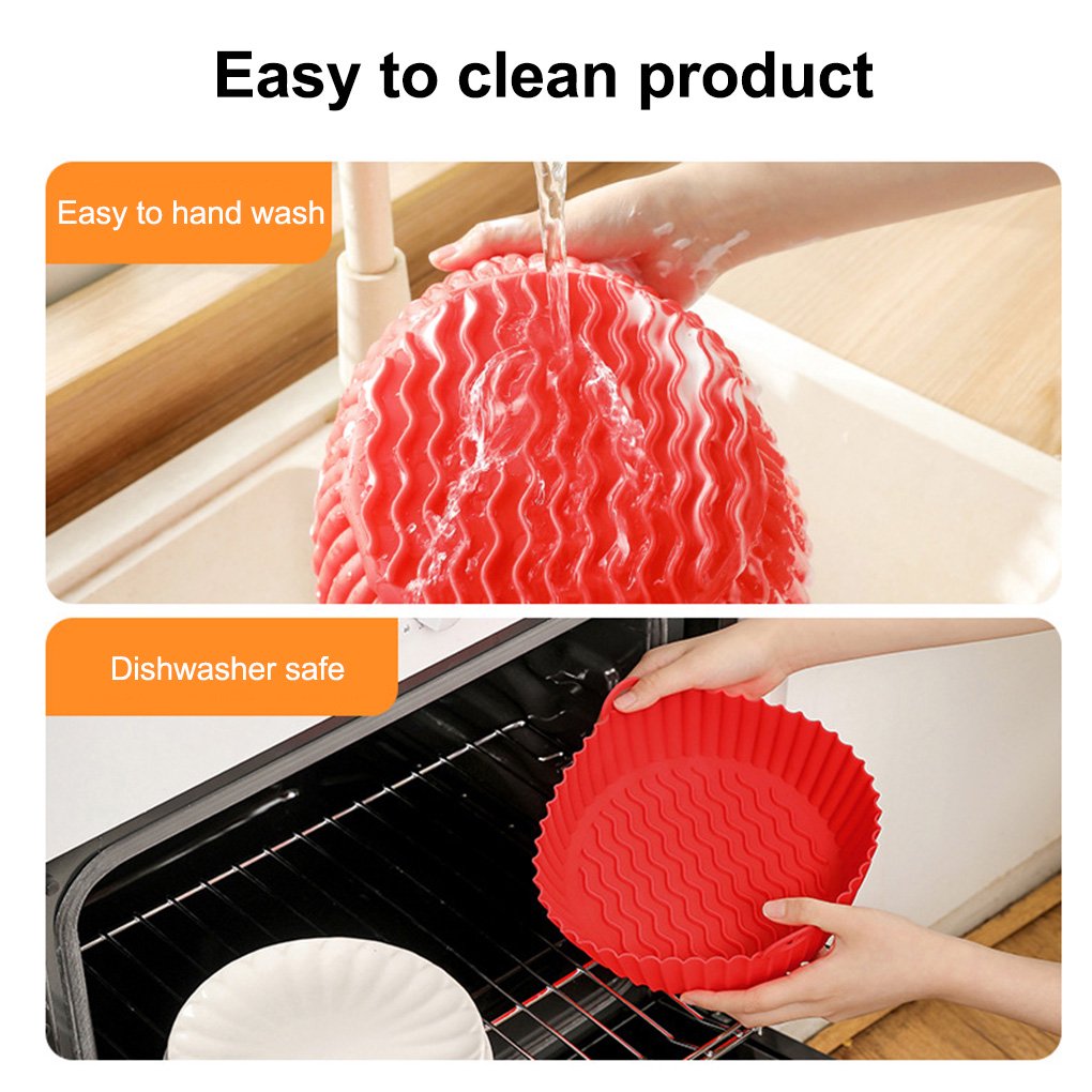 A person washing air fryer basket