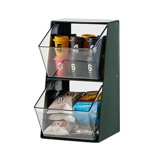 a Multi-Layer Desktop Dustproof Storage Rack with food items in it