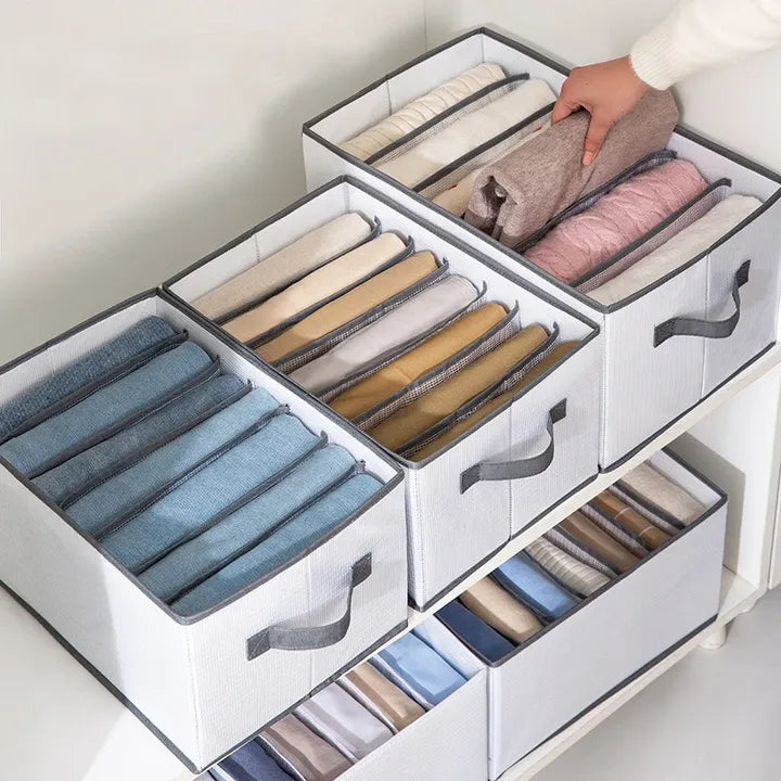Cloth Organizer Wardrobe Storage Boxes filled with neatly folded clothes for easy storage and organization