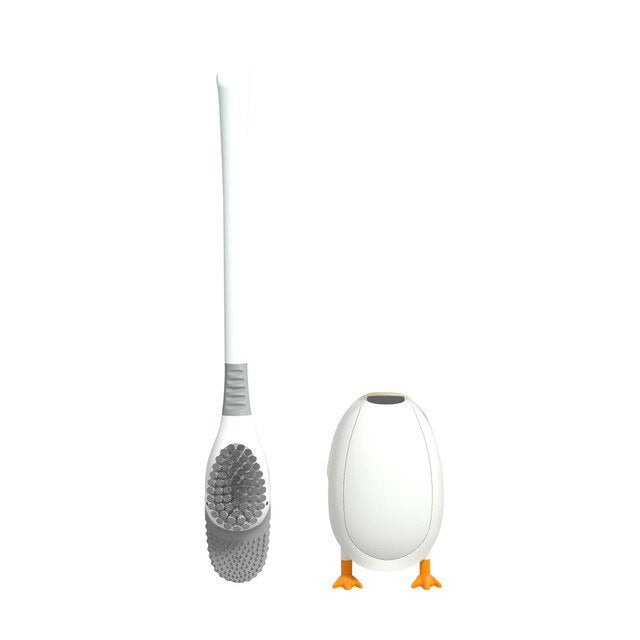 Duck Style Toilet Brush Wall-mounted Floor-Standing Silicone Toilet Brush with Base