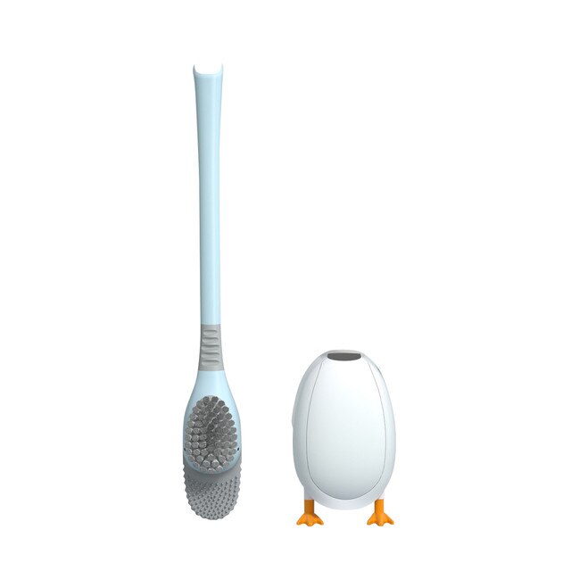 Duck Style Toilet Brush Wall-mounted Floor-Standing Silicone Toilet Brush with Base