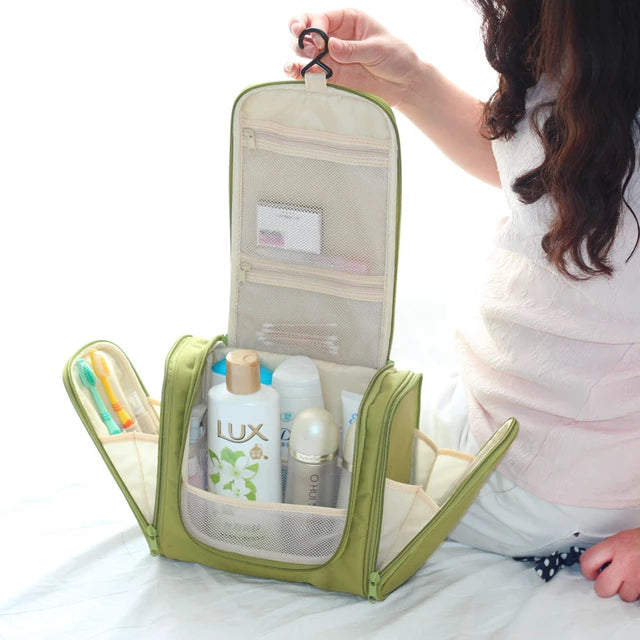 some one holding Travel Toiletry Wash Cosmetic Bag Makeup Storage Case
