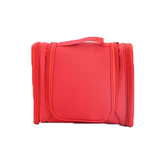 Travel Toiletry Wash Cosmetic Bag Makeup Storage Case in red color