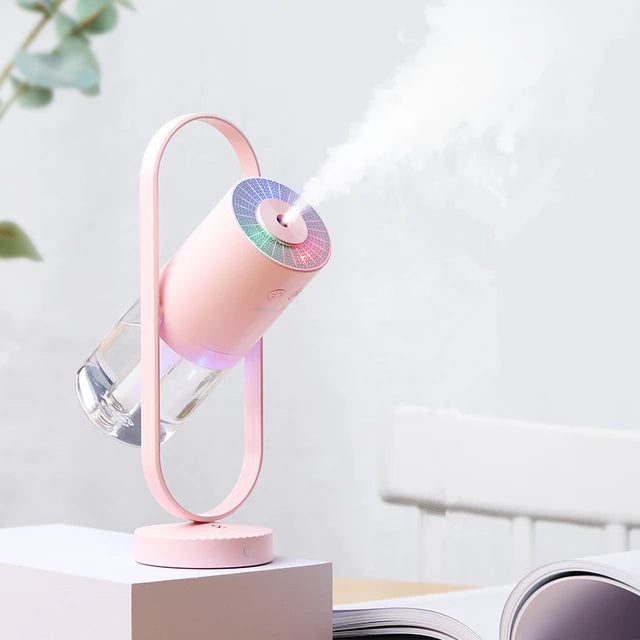 مرطب هواء بالموجات فوق الصوتية مع رذاذ دخان بزاوية 360 درجة، وموزع عطور، ومصباح ملون