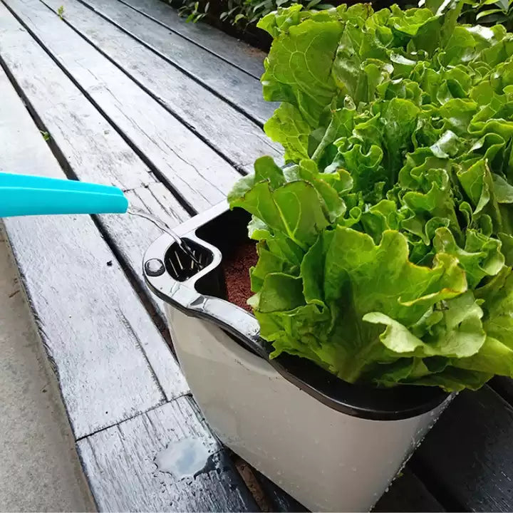 وعاء زراعي ذاتي الري، بنظام طبقتين للزهور مع مؤشر مائي مرئي