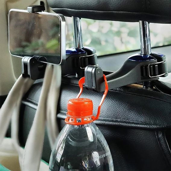 bottles hanging on the Car Headrest Hook Handbag Storage Holder
