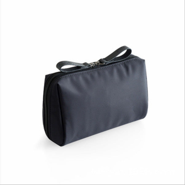 Portable Waterproof Solid Color Cosmetic Bag Toiletry Storage Pouch in black color